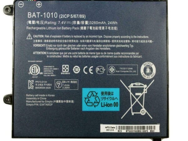 Ebid Dealz Replacement for Li-ion Black 7.4V 3260mAh 24Wh Battery Acer Iconia Tab A500 A501 BAT-1010 BT.00207.002 G34TA002F - Image 5